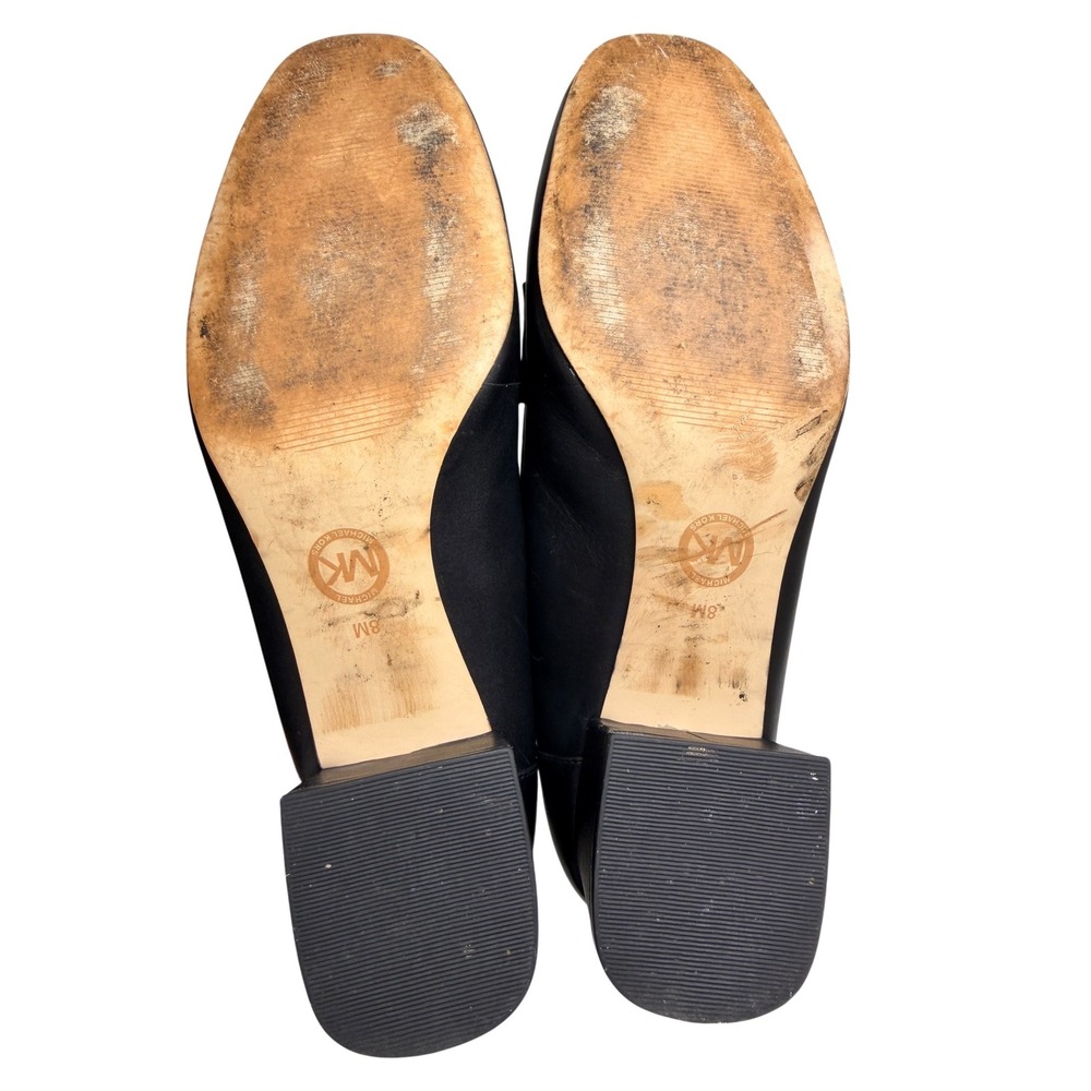 Michael Kors Declan Black Leather Kiltie Fringe Block‎ Heel Loafers Size 8 - Picture 9 of 14